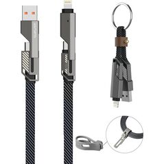 4smarts Καλώδιο USB-C ComboCord Flat 240W, 1,5m + Καλώδιο Μπρελόκ