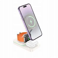 EOL HOCO ασύρματος φορτιστής 3 σε 1 συμβατός με MagSafe 15W CQ10 γαλακτώδες λευκό