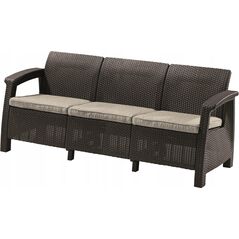 Τριθέσιος καναπές Corfu Love Seat Max καφέ 8711245158297