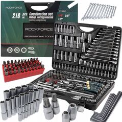 Σετ εργαλείων 216 τεμ. 1/4", 3/8", 1/2" (εξάγωνο) (4-32mm) PREMIUM