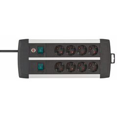 Brennenstuhl Premium-Alu-Line Technics extension lead 8-way Duo black 3m H05VV-F 3G1.5 with every 4 sockets switched (1391000908) (BNN1391000908) έως 12 άτοκες Δόσεις