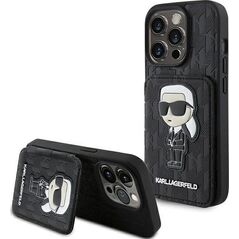 Karl Lagerfeld Karl Lagerfeld KLHCP15LSAKKNSCK iPhone 15 Pro 6.1" czarny/black hardcase Saffiano Cardslots and Stand Monogram Ikonik Patch