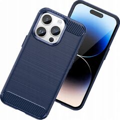 Θήκη Carbon etui iPhone 14 Pro εύκαμπτη ζελατινώδης θήκη για πίσω μπλε