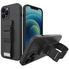 Θήκη Rope Case σιλικόνης με λουράκι τσάντα λουράκι για Xiaomi Redmi Note 11 Pro μαύρο