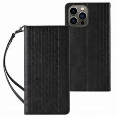 Θήκη Magnet Strap etui για iPhone 13 Pro Max πορτοφόλι + mini λουράκι μαύρο