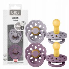 Bibs BIBS BOHEME 2-PACK FOSSIL GREY & MAUVE S Smoczek Uspokajający kauczuk Hevea