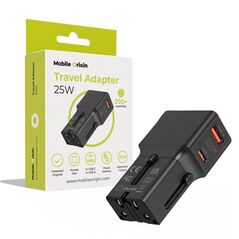 Mobile Origin Travel adapter 25W, EU/US/UK/AU, czarny (TAD25-2P-BLK)