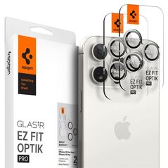 Spigen Spigen Glass tR EZ Fit Optik Pro 2 Pack, white titanium - iPhone 15 Pro/15 Pro Max