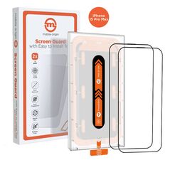 MOBILE ORIGIN Orange Screen Guard iPhone 15 Pro Max με εύχρηστο εφαρμοστή, 2τμχ.