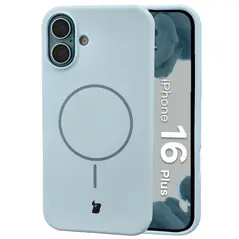 Silikonowe etui z pierścieniem magnetycznym Bizon Soft Case Magnetic do Apple iPhone 16 Plus błękitne