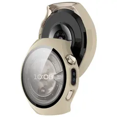 Etui ze szkłem do zegarka Bizon Case+Glass Watch do Huawei Watch 5 46mm beżowe
