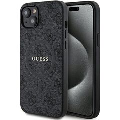 Guess Guess GUHMP15SG4GFRK iPhone 15 / 14 / 13 6.1" czarny/black hardcase 4G Collection Leather Metal Logo MagSafe