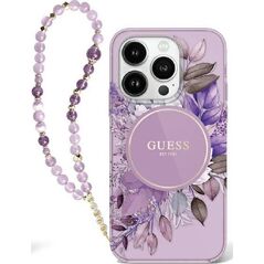 Guess Guess GUHMP16XHFWBRCESU iPhone 16 Pro Max 6.9" fioletowy/purple hardcase IML Flowers With Pearl Strap MagSafe