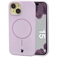 Silikonowe etui z pierścieniem magnetycznym Bizon Soft Case Magnetic do Apple iPhone 15 jasnofioletowe