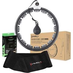 HMS ZESTAW HULA HOP HHW06 BLACK Z PIŁKĄ GRAWITACYJNĄ I LICZNIKIEM HMS + PAS BR163 BLACK PLUS SIZE