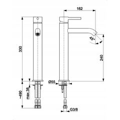 KFA bateria umywalkowa nablatowa Moza, miedź szczotkowana PVD 5032-612-34