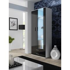 Cama Meble Witryna SOHO S6 2D2S biały/ czarny połysk