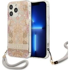 Guess Guess Flower Cord - Etui ze smyczką iPhone 13 Pro (Gold)