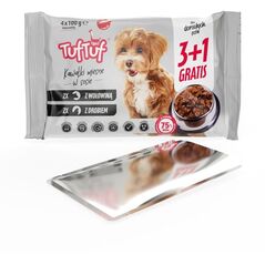 Tuf Tuf saszetki dla psa 4x100g - 2x drób, 2x wołowina 4 x 100g
