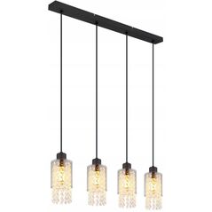 Hanging lamp GLOBO BACKEY, 4 x E27 15W, clear glass crystals, 70x10x120cm