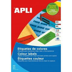 Apli Etykiety kolorowe APLI, 70x37mm, zaokrąglone, zielone, 20 ark.