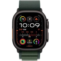 Apple Watch Ultra 2 (GPS + Cellular) 49mm Black Titanium Case with Dark Green Alpine Band, Medium (MX4R3)