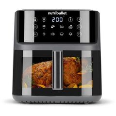 Heißluftfritteuse CRISPLITE VISION(schwarz/silber, 2.000 Watt, Korb 8 Liter, mit Sichtfenster)