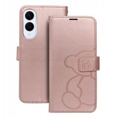 Θήκη MEZZO Book για SAMSUNG S25 Edge αρκουδάκι ροζ χρυσό