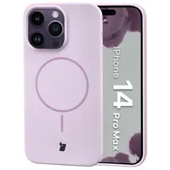 Silikonowe etui z pierścieniem magnetycznym Bizon Soft Case Magnetic do Apple iPhone 14 Pro Max jasnofioletowe