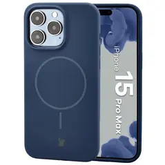 Silikonowe etui z pierścieniem magnetycznym Bizon Soft Case Magnetic do Apple iPhone 15 Pro Max granatowe