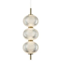Italux Lazie PND-29038-3-GD κρεμαστό φωτιστικό 3x13W LED 3000K 1300 lm ορείχαλκος/διαφανές