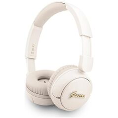 Słuchawki nauszne Guess Bluetooth 5.3 Metal Logo Script beżowy