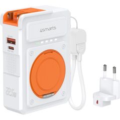 Ładowarka hybrydowa 4smarts 6w1 USB-C/USB-A PD 22.5W z powerbankiem 10 000 mAh, ładowanie indukcyjne Qi, kabel USB-C, biały
