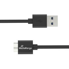 MediaRange USB-A to Micro-B USB 3.0 Charge and Sync Cable, USB 3.0, 5 Gbps, 5W max., 50cm, Black (MRCS239) έως 12 άτοκες Δόσεις