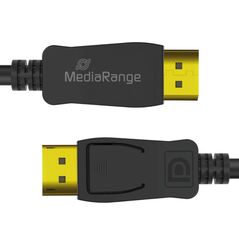 MediaRange DisplayPort Cable, Ver. 2.1, 40 Gbps, 4k@120Hz, 8k@60Hz, True Color 24 Bit, Deep Color 30 Bit, HDR, HDCP 2.2, 2.0m, Black (MRCS248) έως 12 άτοκες Δόσεις