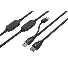 MediaRange Active USB Extension Cable, 2x USB-A Plug to 1x USB-A Socket, 2x Repeater, USB 3.0, 5 Gbps Data Transfer Rate, 15m, Black (MRCS244) έως 12 άτοκες Δόσεις
