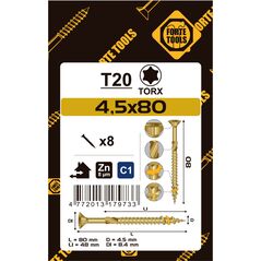 ΒΙΔΑ ΓΙΑ ΝΟΒΟΠΑΝ T20 4.5X80/48 ΚΙΤΡΙΝΟ ZN8PCS
