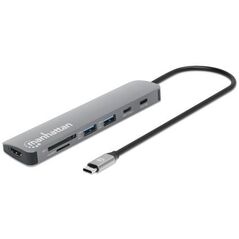 Manhattan 190442 stacja dokująca Przewodowa USB 3.2 Gen 1 (3.1 Gen 1) Type-C Szary