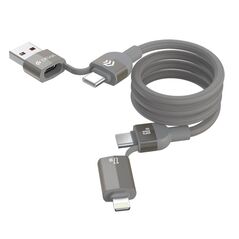 Καλώδιο Σύνδεσης USB 2.0 4in1 Woven Magnetic Devia EC655 USB A & USB C σε USB C & Lightning PD 27W+60W 1.5m Ultra 2 Τιτάνιο 6942297120822 6942297120822 έως και 12 άτοκες δόσεις