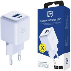 Ładowarka sieciowa 3MK Hyper GaN Charger 20W 1xUSB-A 1XUSB-C PD QC4+ biały