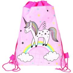 Worek Szkolny Na Buty Strój Gimnastyczny Jednorożec Na Tęczy Różowy 35x27cm