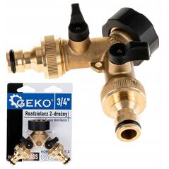Διανομέας 2 κατευθύνσεων για βρύση GW3/4" x 2 GZ3/4" με βαλβίδες και ταχυσυνδέσμους (10/60)
