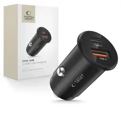 Ładowarka samochodowa Tech-Protect CC02 2-port Car Charger USB-A, USB-C PD 35W / QC 3.0 Black