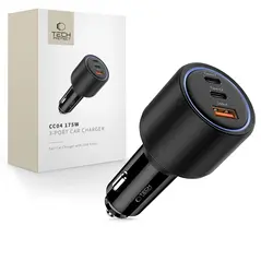Ładowarka samochodowa Tech-Protect CC04 3-port Car Charger USB-A, 2xUSB-C PD 175W Black