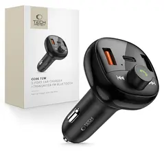 Ładowarka samochodowa Tech-Protect CC06 3-port Car Charger 2xUSB-A, USB-C PD 72W + Transmiter FM Bluetooth Black