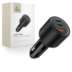 Ładowarka samochodowa Tech-Protect CC04 3-port Car Charger USB-A, 2xUSB-C PD 130W Black