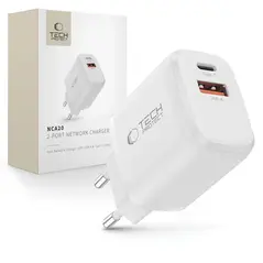 Ładowarka sieciowa Tech-Protect NCA20 USB-A, USB-C Network Charger PD 20W / QC3.0 White