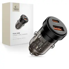 Ładowarka samochodowa Tech-Protect CC03 2-port Car Charger USB-A, USB-C PD 45W / QC 3.0 Black