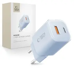 Ładowarka sieciowa Tech-Protect NCM33W 2-port USB-A, USB-C Network Charger PD 33W / QC3.0 Baby Blue
