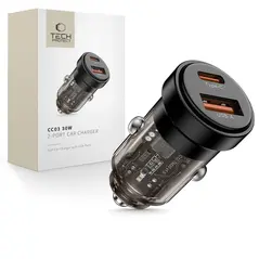 Ładowarka samochodowa Tech-Protect CC03 2-port Car Charger USB-A, USB-C PD 30W / QC 3.0 Black